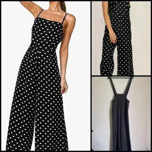 Etophe Studios Polka Dot Sleeveless Adjustable Strap Cottagecore Jumpsuit Size S